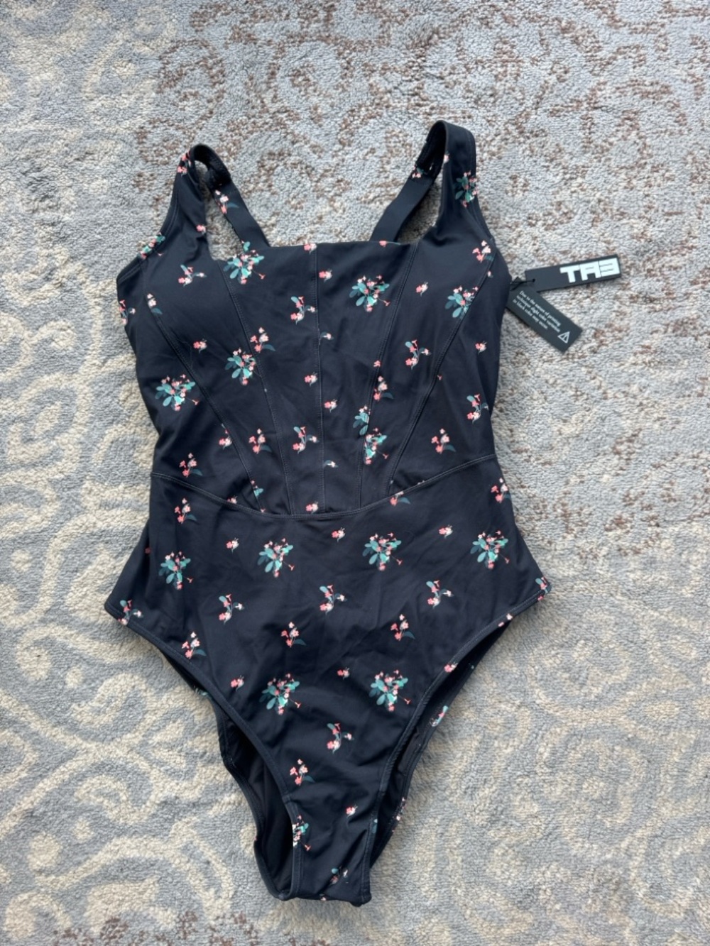 TA3 Seamed Squarey Snatched Waist Lace Up Swimsuit Primrose 3X Regular/ Long